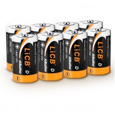 LiCB Alkaline D Batteries (8 pack), 1.5 Volts Long-Lasting D Cell Batteries