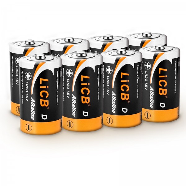 LiCB Alkaline D Batteries (8 pack), 1.5 Volts Long-Lasting D Cell Batteries