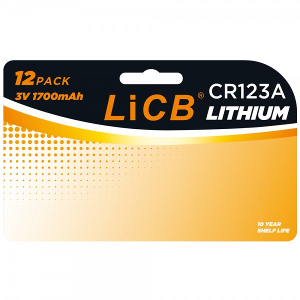 LiCB CR123A Lithium Batteries (12 Pack), 3 Volts High Capacity 123 Battery