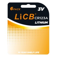 LiCB CR123A Lithium Batteries (6 Pack), 3 Volts High Capacity 123 Battery