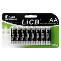 LiCB AA Rechargeable Batteries, 2800mAh High Capacity 1.2V NiMH Double A Battery, Pack of 8